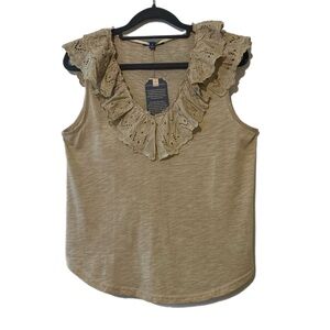 Democracy Tan Ruffled Blouse